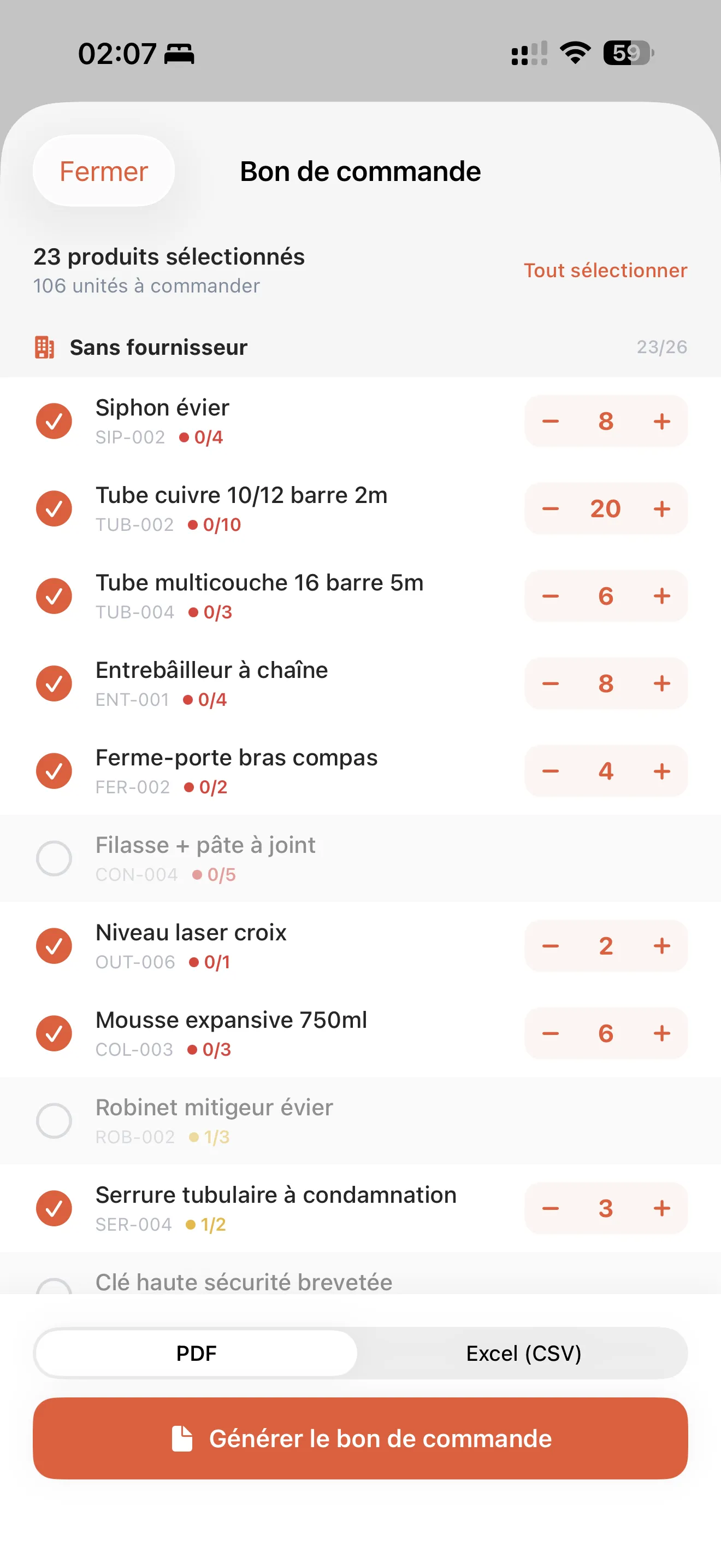 Order sheet